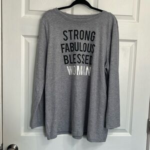 Strong Fabulous Blessed Woman Graphic Top- Lane Bryant- Size 18/20 - Grey